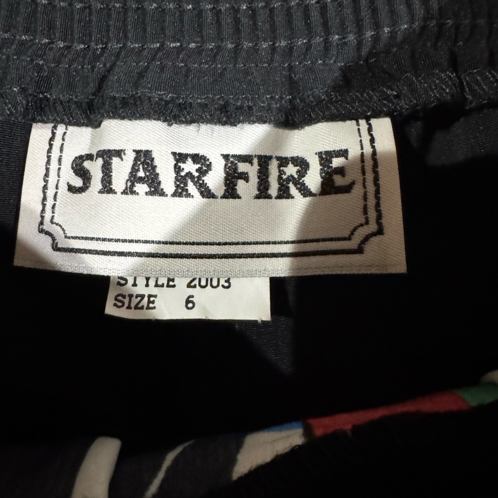 Vintage Starfire Pleated Skirt Black Rainbow 80s Stranger Things High Rise Midi - Picture 8 of 8